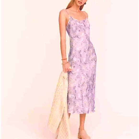 Flora Obscura x J.Crew Cupro-Blend Slip Dress Lavender Fields - Picture 15 of 15